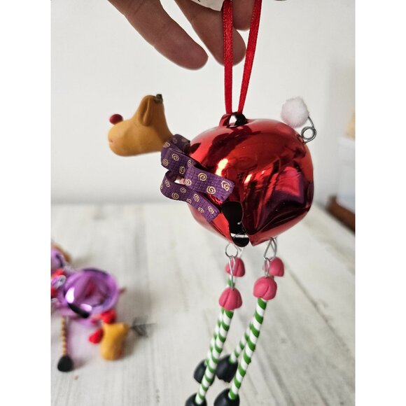 Reindeer bell jingle ornament vintage set deer Xmas tree - Picture 8 of 10
